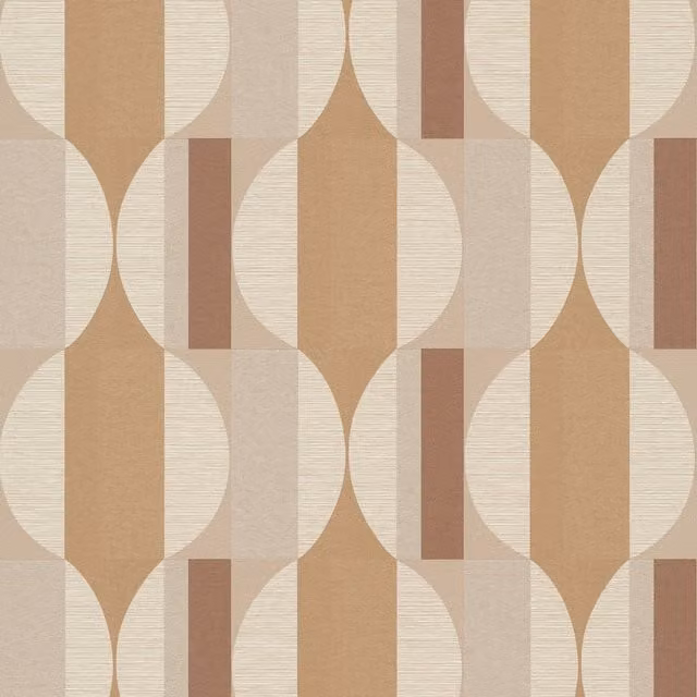 Grandeco Abstract Geometric Mid-Century Wallpaper in Orange and Beige