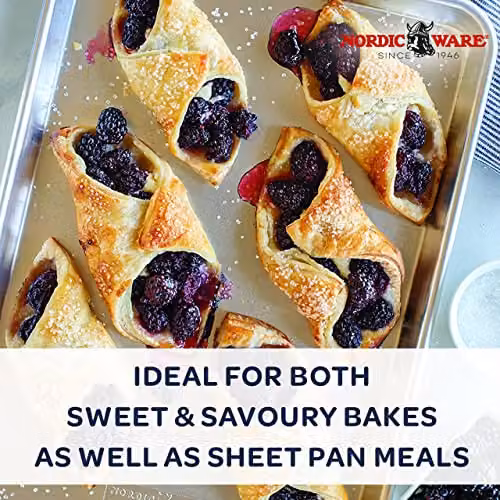 Nordic Ware Naturals Silver Aluminium Baking Sheet, W/D/H: 38.42 x 26.67 x 2.54 cm – 2