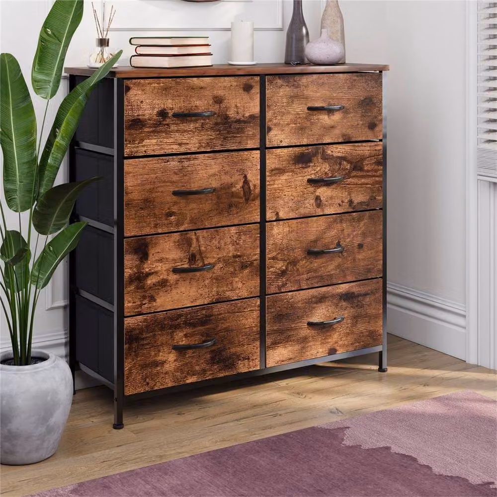 SPETLEK Brown Fabric and Metal 8-Drawer Storage Chest of Drawers – 4