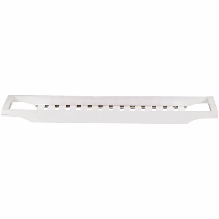 Kelvenix White Bamboo Bath Tub Caddy Rack and Wooden Bathroom Storage Shelf