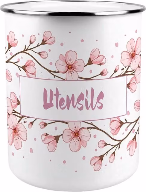 Purely Home Ceramic Freestanding Kitchen Utensil Holder in Pink and White