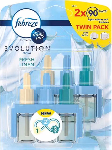 Febreze 3Volution Refill Pack of Two in Fresh Linen Multicolour