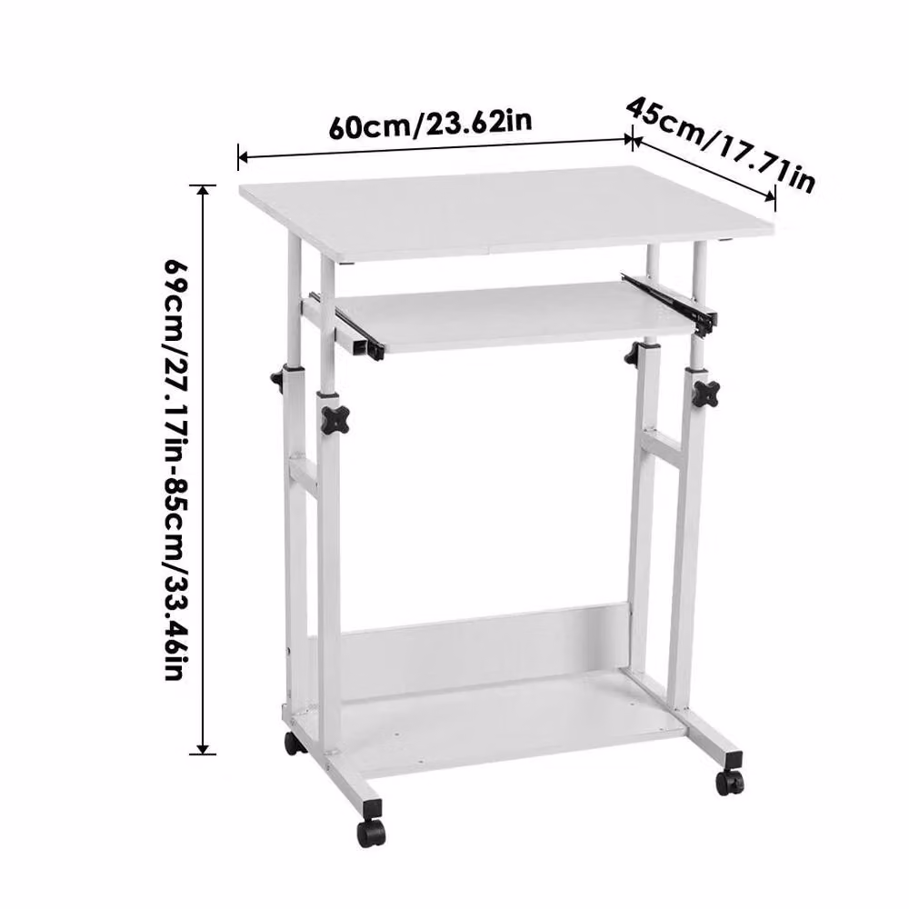 FORGEVIO Height-Adjustable Mobile Computer Desk in White – 2
