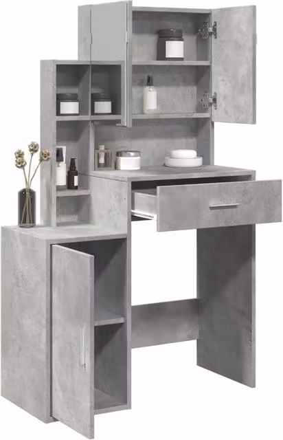 Berkfield Home Dressing Table with Cabinet in Concrete Grey, W/D/H: 80 x 35 x 132 cm – 1