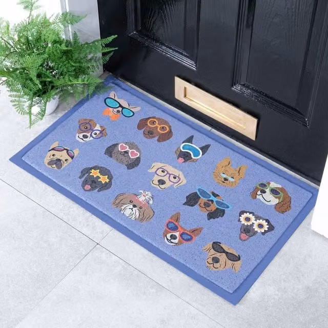Artsy Mats Dogs with Glasses Doormat, White and Multicolour, W: 70 cm, D: 40 cm – 1