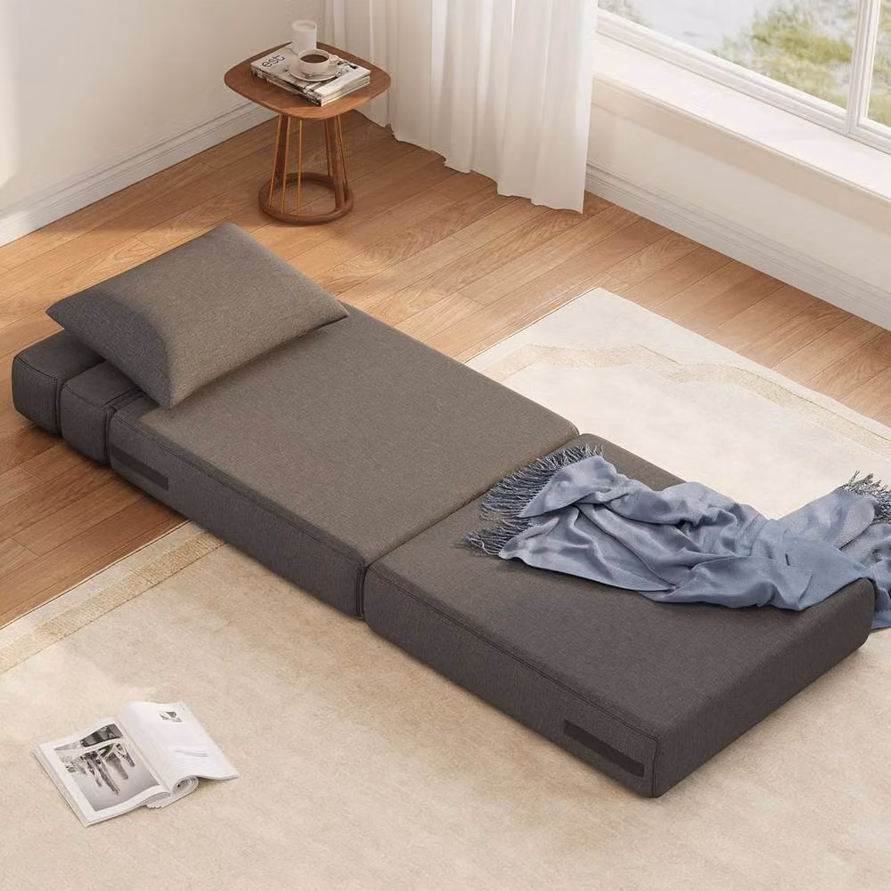London Boutique Convertible Folding Single Sleeper Sofa Bed in Dark Grey – 4