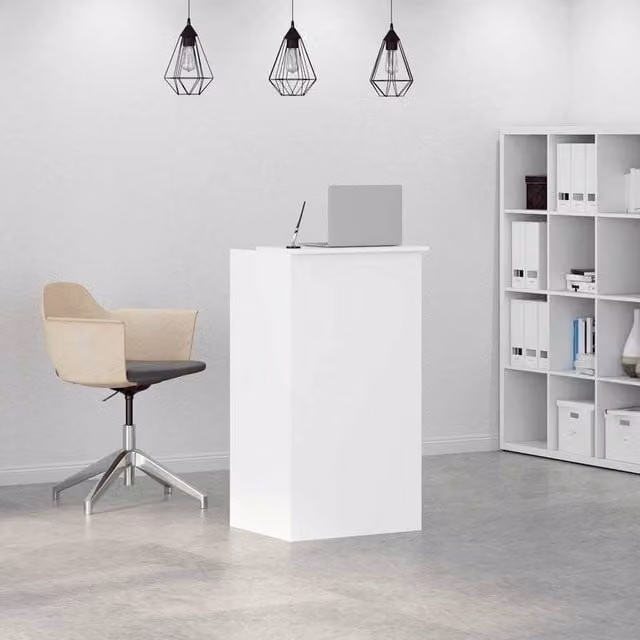 Berkfield Home White Reception Desk in Engineered Wood, W: 55 cm, D: 50 cm, H: 103.5 cm