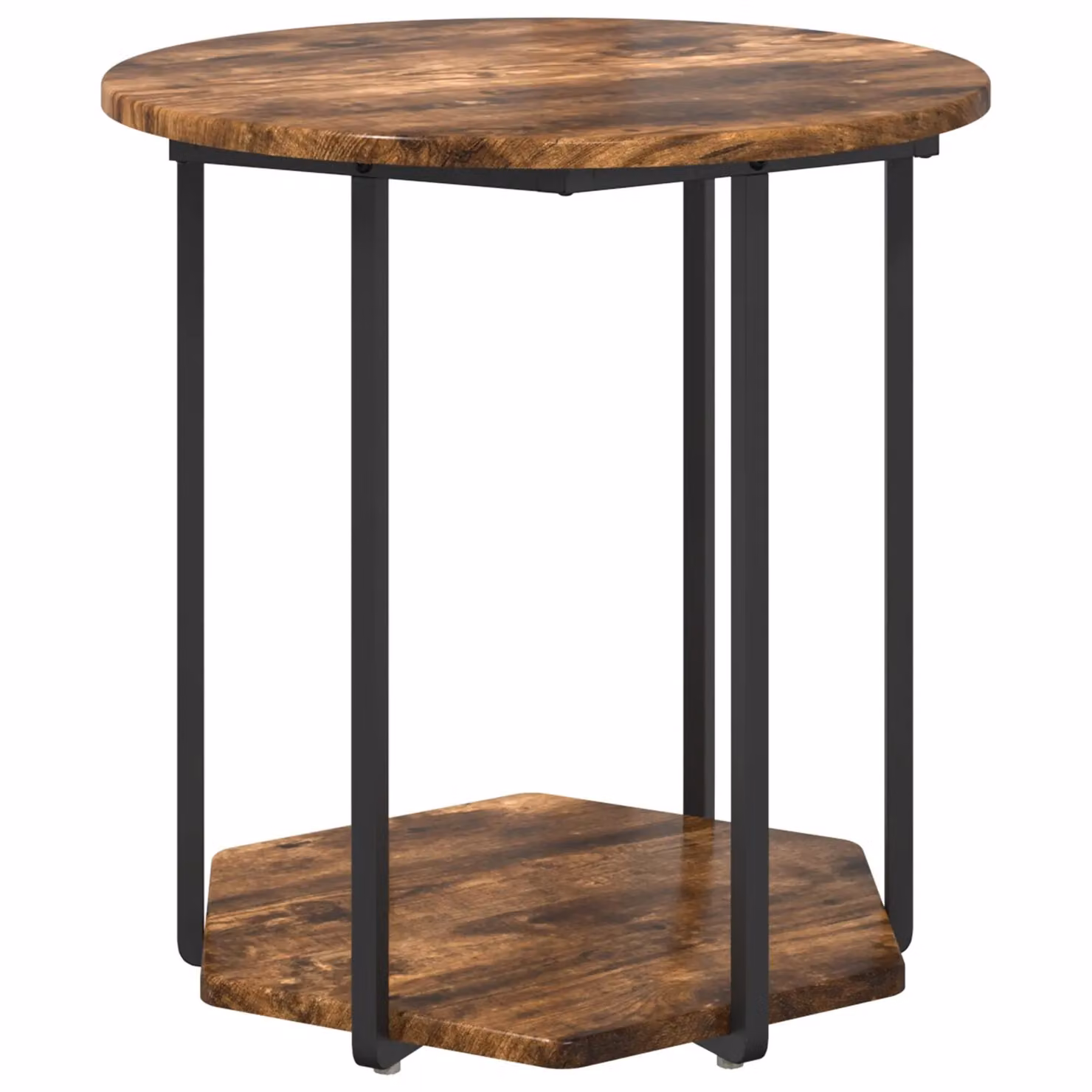 Berkfield Home Set of 2 Round Nested Side Tables in Smoked Oak and Metal, Brown – 3