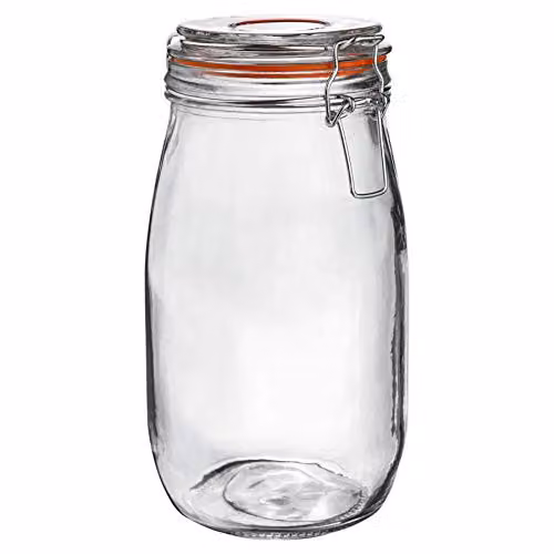 Argon Tableware Transparent Glass Storage Jar with Leakproof Clip Lid, 1.5 l – 1