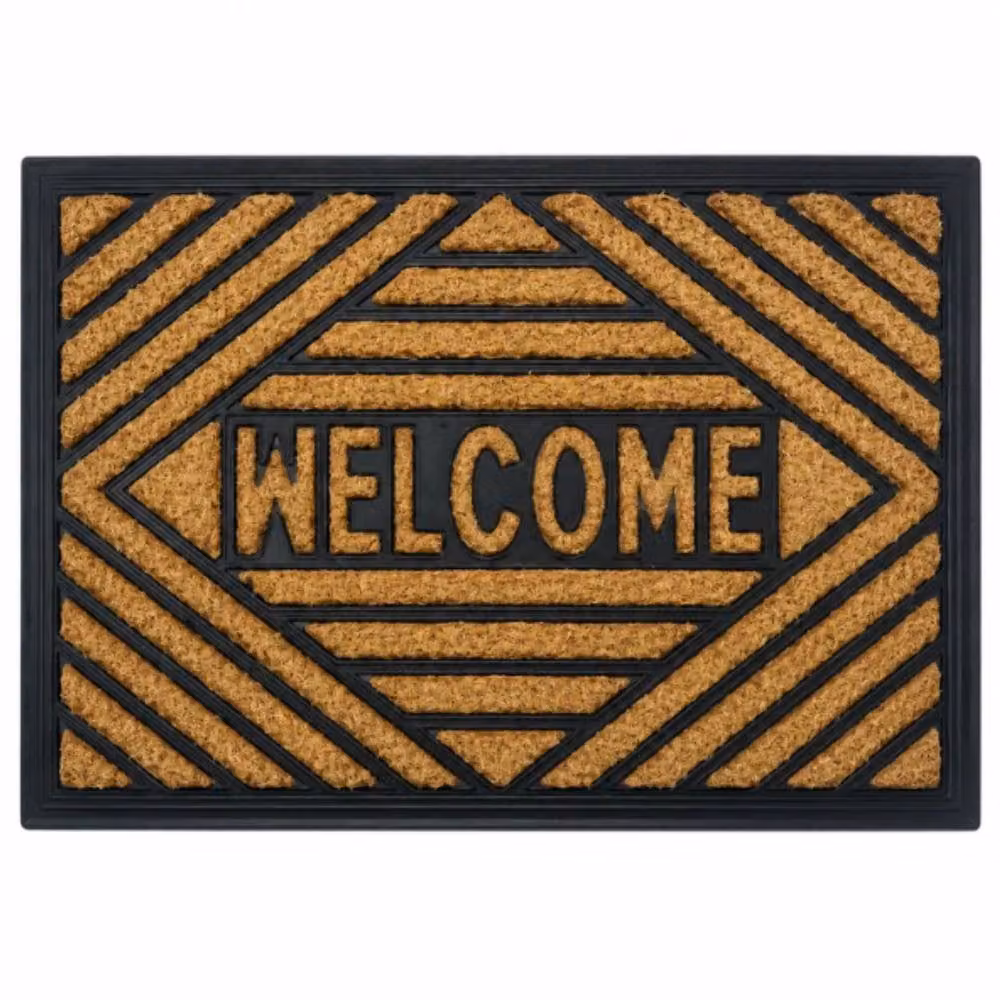 Marco Paul Non-Slip Coir Welcome Door Mat in Black and Brown, W: 40 cm, D: 60 cm – 4