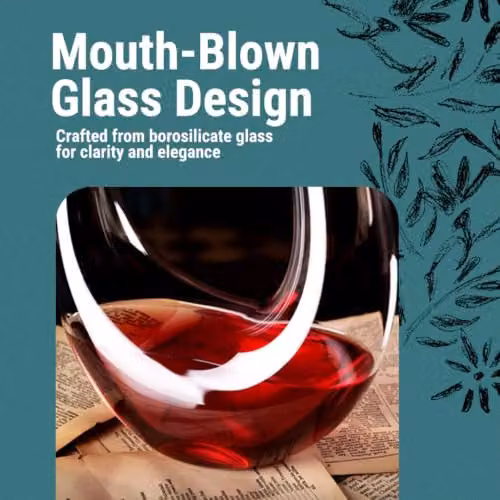 Gr8 Home Glass Wine Decanter, Transparent, 1.5 l – 2