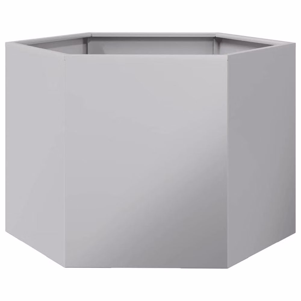 Berkfield Home Hexagon Garden Planter in Silver Galvanised Steel, W: 60 cm, D: 60 cm, H: 45 cm – 3
