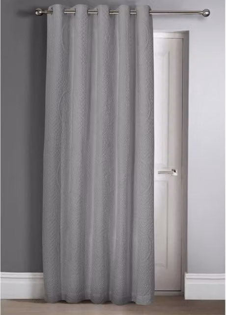 Velosso Belfort Grey Thermal Insulating Single Panel Eyelet Curtain, Width: 117 cm, Drop: 214 cm