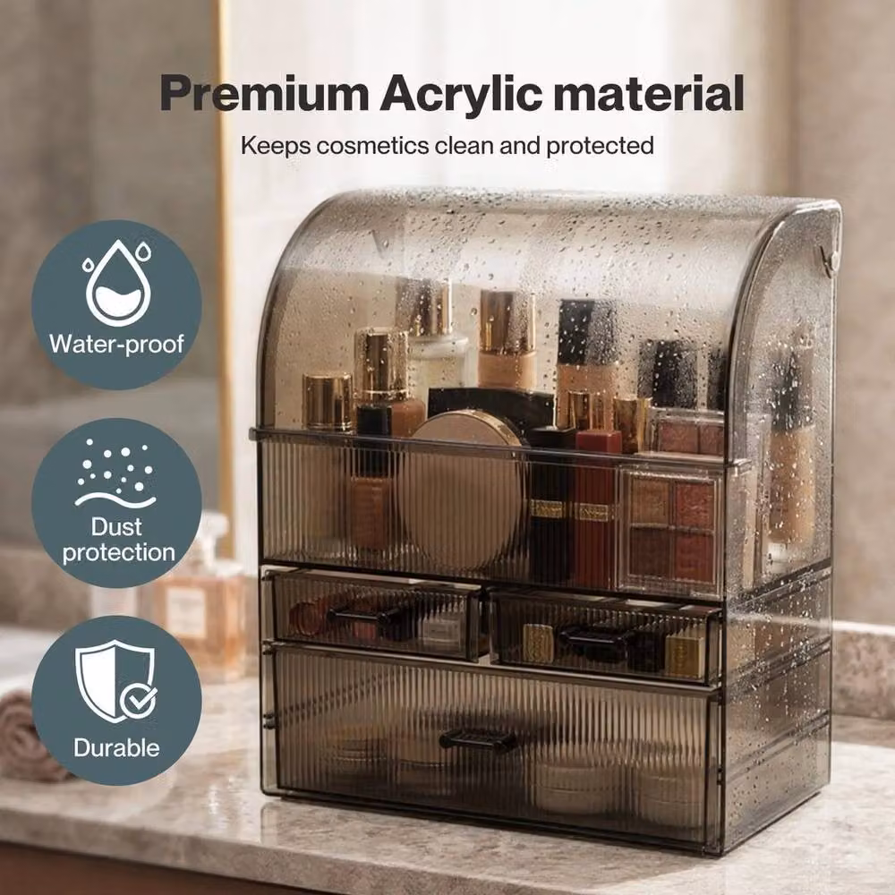KORVIXA Black and Transparent Acrylic Makeup Storage Organiser – 4