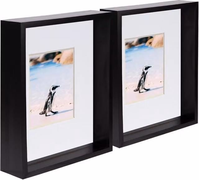 Nicola Spring Pack of 5 Rectangular 3D Deep Box Photo Frames with 4x6 Inch Mount in Black and White, W/H: 25.4 x 25.4 cm