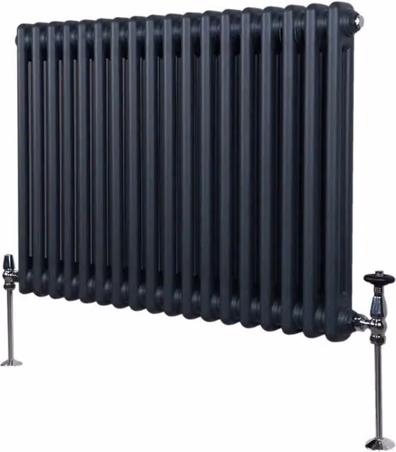 Monstershop Traditional 2 Column Steel Radiator in Anthracite Grey, W: 60.0 cm, D: 7.0 cm, H: 83.2 cm