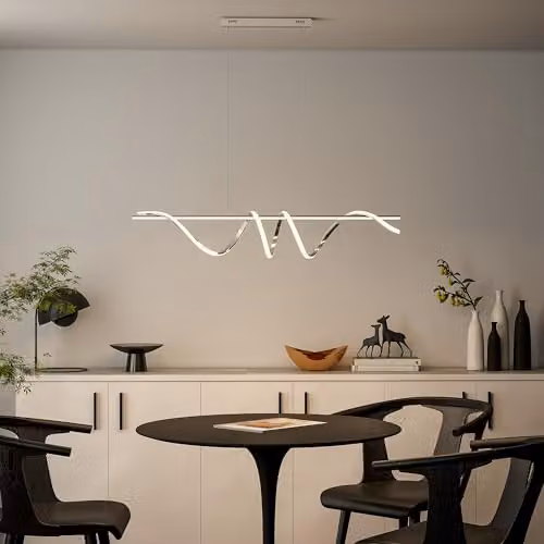 HOMCOM Dimmable LED Pendant Light, Height Adjustable, Silver Tone