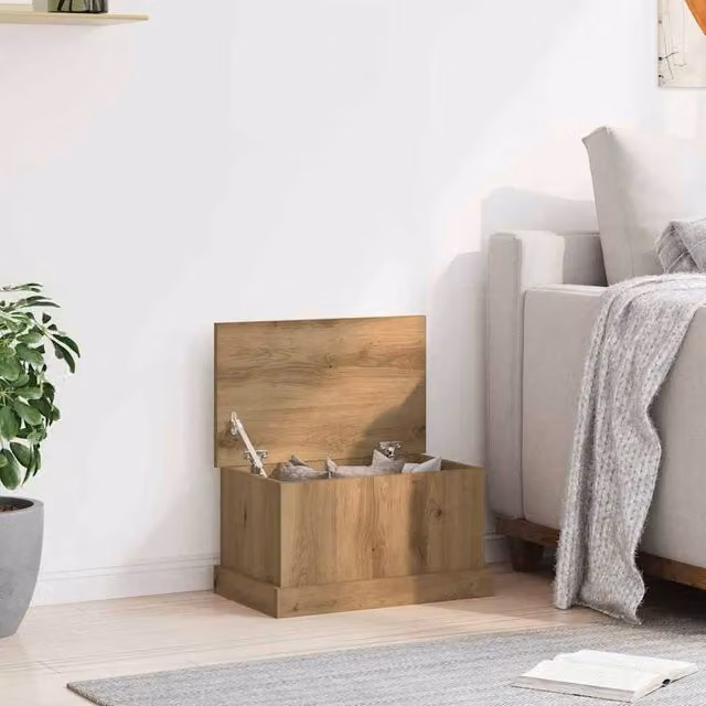 Berkfield Home Artisan Oak Storage Box in Brown, W/D/H: 50 x 30 x 28 cm – 1