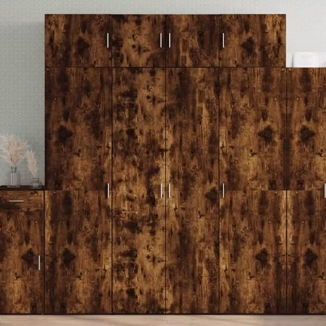 Berkfield Home Modern Freestanding Storage Cabinet in Smoked Oak Brown, W/D/H: 80 x 42.5 x 225 cm