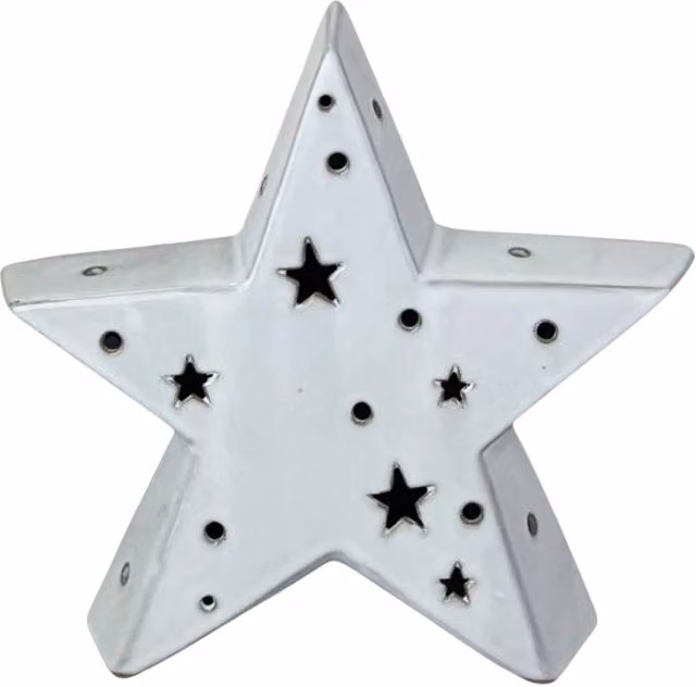 Four Candle White Ceramic LED Star Tabletop Ornament – 1