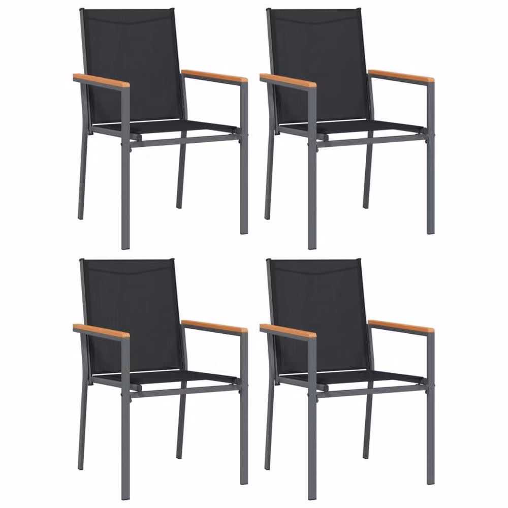 Berkfield Home Beautiful Garden Chairs, Set of 4, Black, W/D/H: 55 x 61.5 x 90 cm – 3