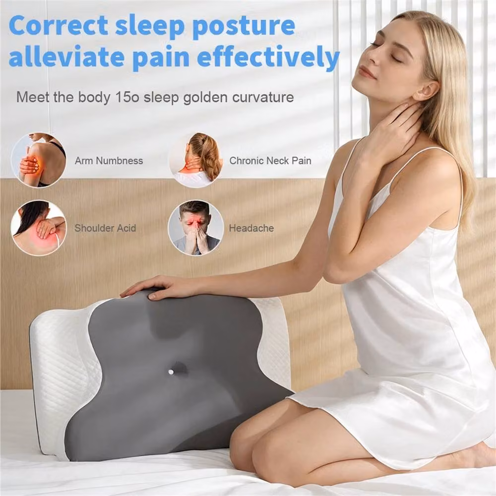 SPETLEK Ergonomic Memory Foam Cervical Wedge Pillow in Grey for Adults – 3