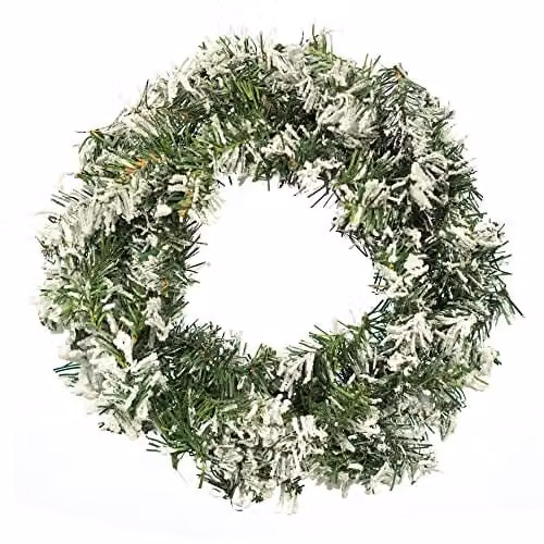 Pelle & Sol Realistic Snow-Tipped Christmas Wreath in Green and White, Diameter: 45 cm – 1
