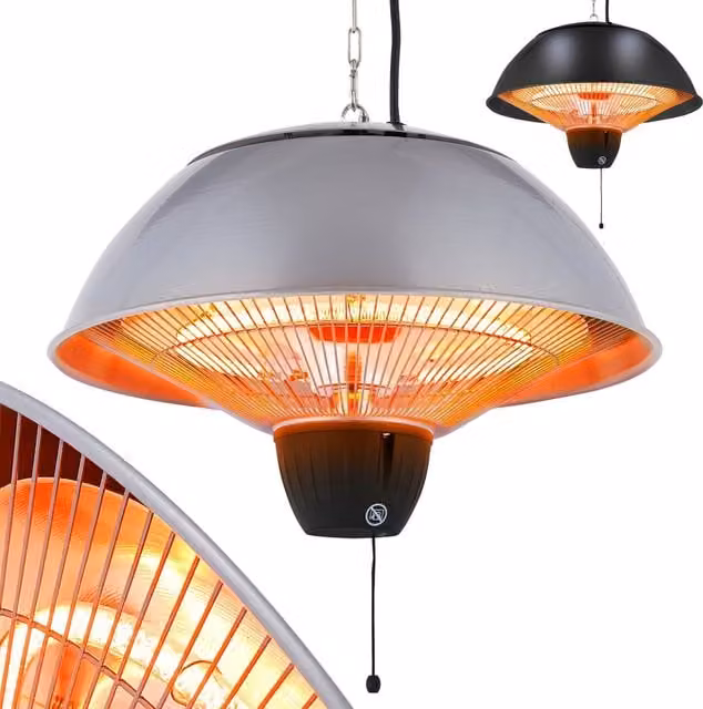 AREBOS Silver Metal Infrared Radiant Ceiling Heater 1500W