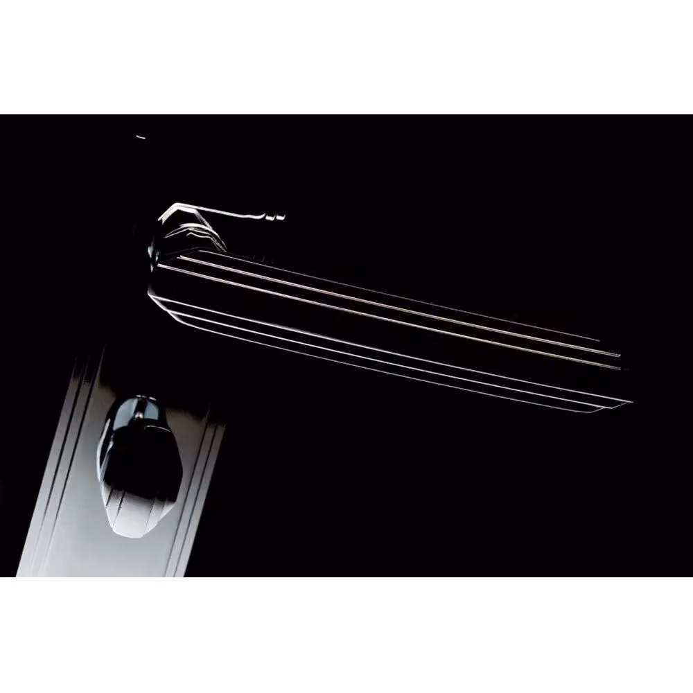 Loops 4x Pair Line Detailed Bathroom Handles with Backplate in Polished Chrome, W: 20.5 cm, H: 4.5 cm – 4