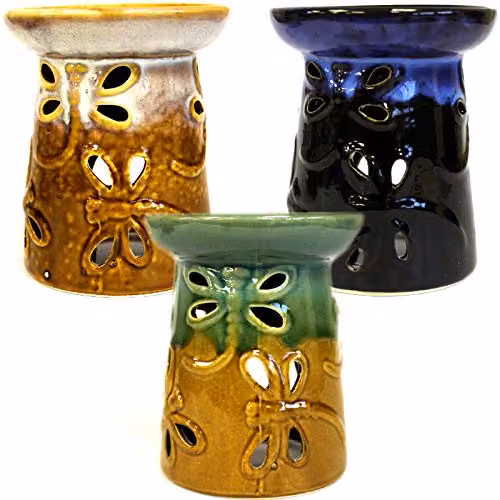 KDMD Classic Rustic Ceramic Dragonfly Tealight Oil Burner in Brown – 3
