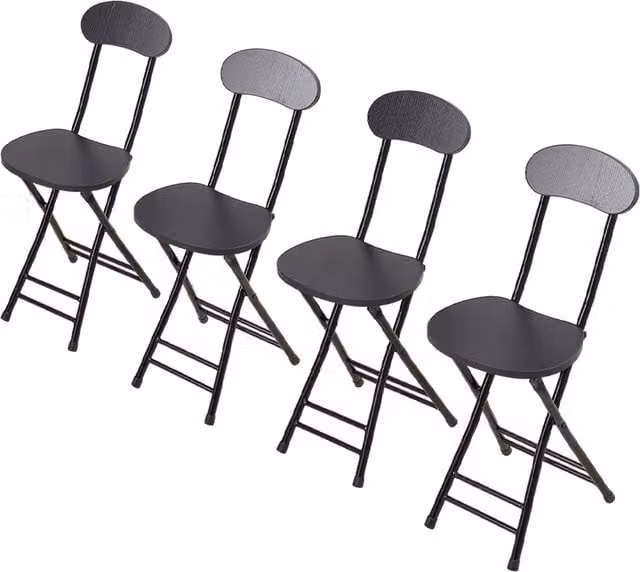 Livingandhome Set of 4 Portable Foldable Dining Chairs in Black