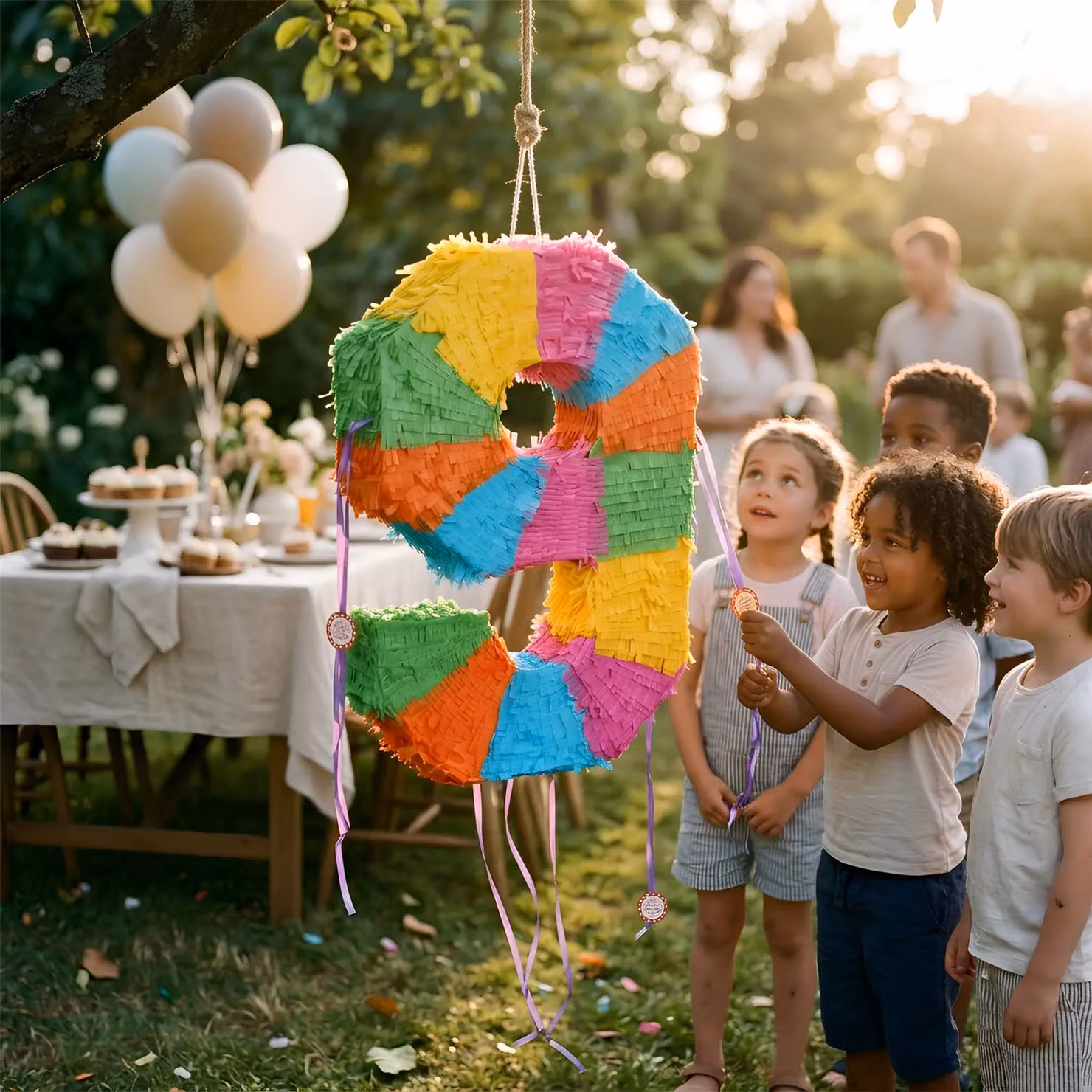 Fax Potato Number 9 Cardboard Pinata, Stick and Blindfold Set in Multicolour – 6