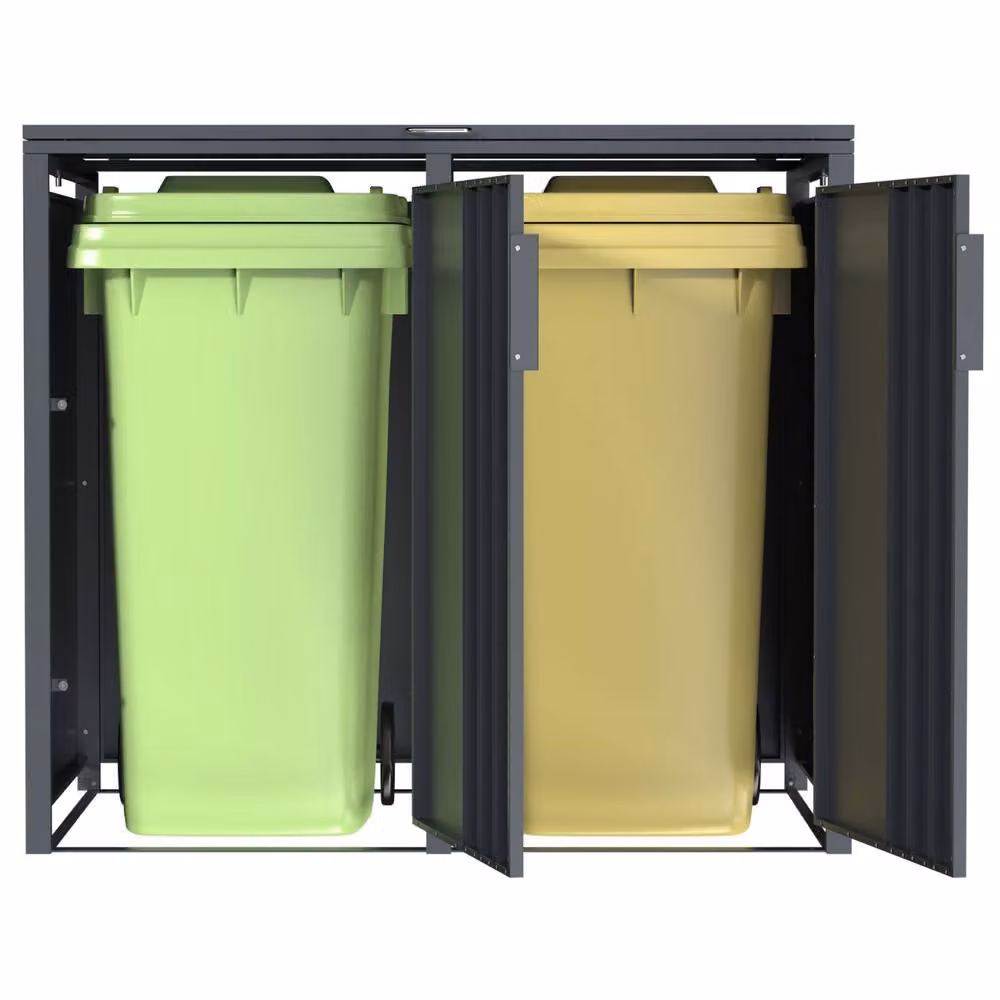 Phoenix Safe Company Anthracite Double Wheelie Bin Store for 2 x 240L Bins, Soft Close Metal Storage, W: 80 cm, D: 116 cm, H: 80 cm – 6