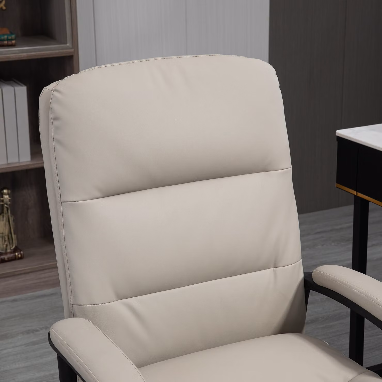 Vinsetto Ergonomic Swivel Office Chair in Grey PU Leather with Adjustable Height and Armrests, H 108 x W 64 x D 60 cm – 4