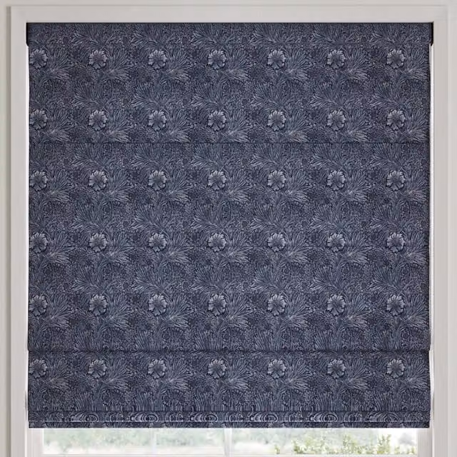William Morris At Home Marigold Floral Velvet Made to Measure Roman Blind in Blue