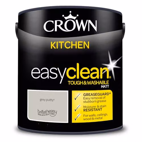 Crown Easyclean Matt Kitchen Paint, Grey, 2.5L – 4