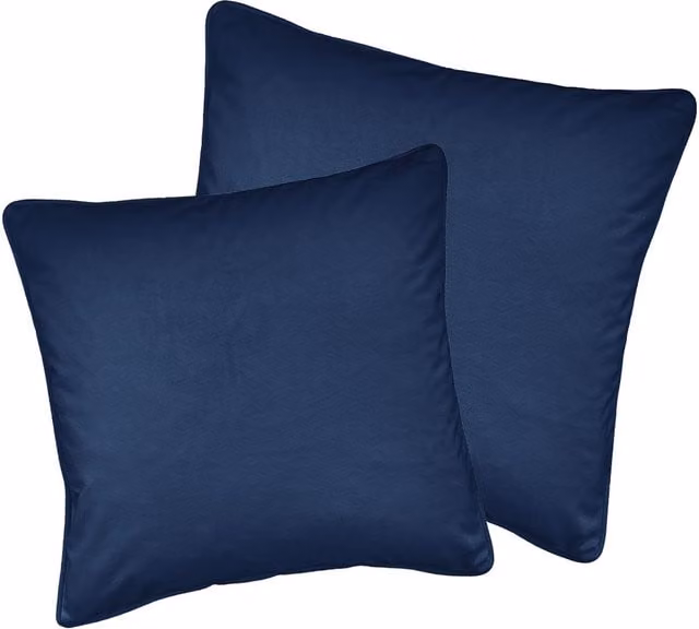 Enhanced Living Pair of Blue Velvet Square Cushion Covers, W/D/H: 43 x 43 x 43 cm
