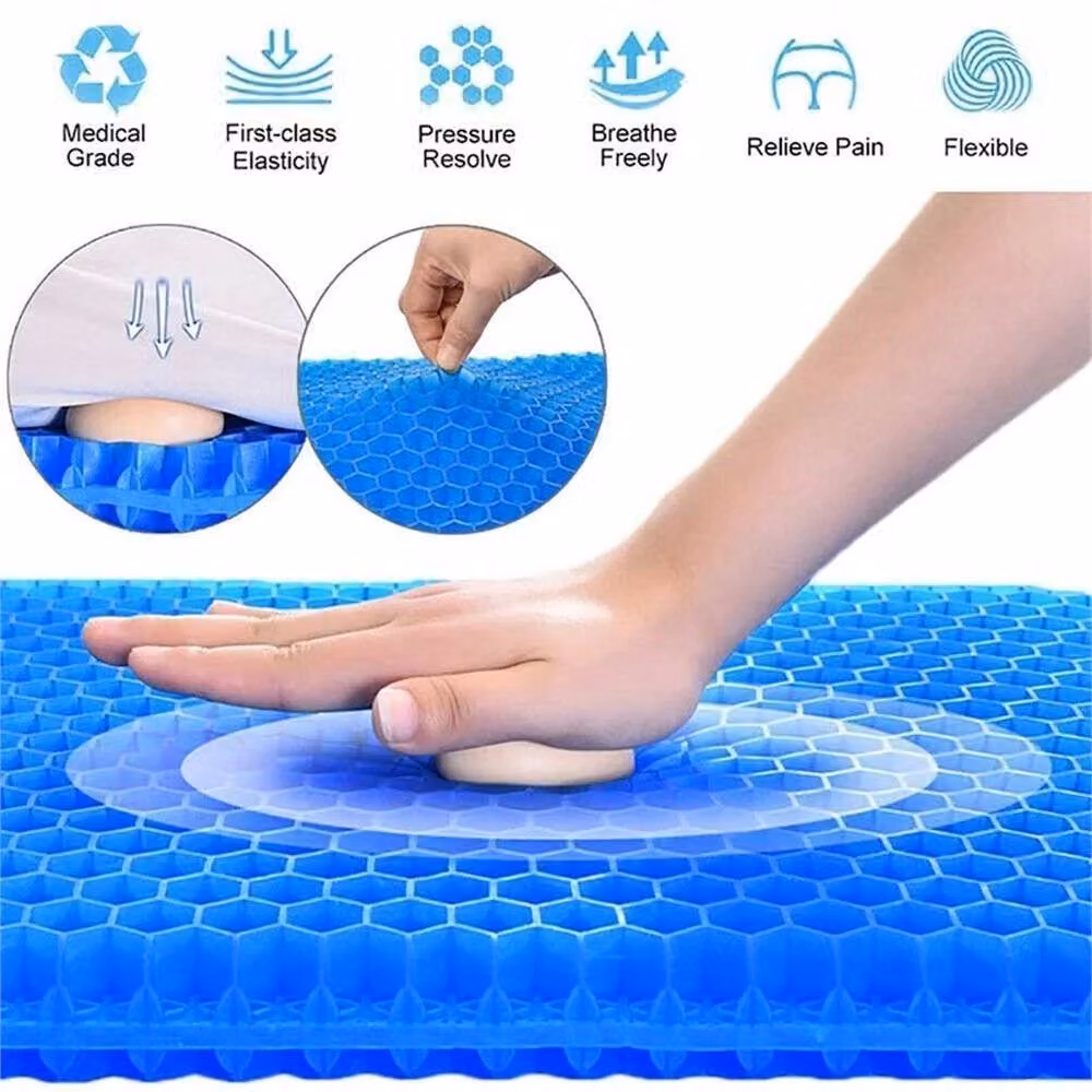 Nordara Blue Gel Honeycomb Seat and Back Support Cushion with Removable Breathable Cover – 3