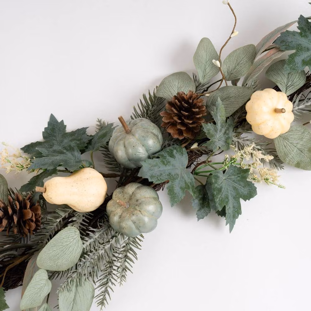 Scottish Everlastings Ltd Premium Pumpkin Table Centrepiece Swag in Green, 80 cm – 3