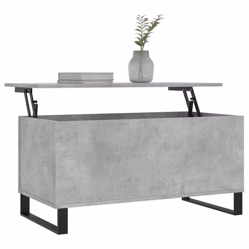 Berkfield Home Modern Rectangular Coffee Table in Concrete Grey with Lift Mechanism, W: 90 cm, D: 44.5 cm, H: 45 cm – 2