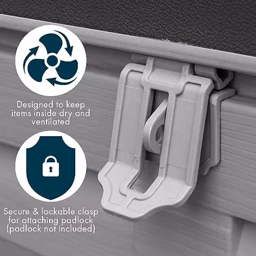 AIRWAVE Grey Plastic Outdoor Garden Storage Deck Box 270L – 3
