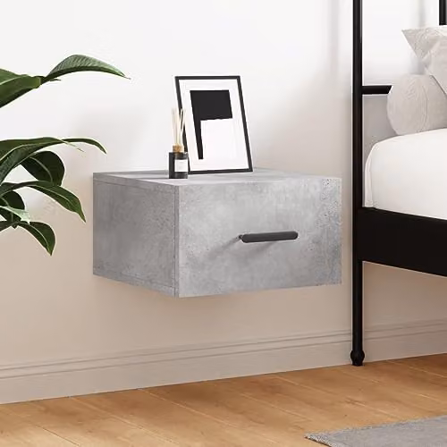 vidaXL Wall-mounted Bedside Cabinet in Concrete Grey, W/D/H: 35 x 35 x 20 cm – 2