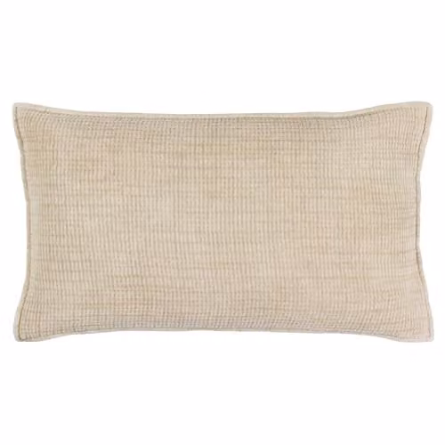 Yard Ribble Acid Wash Cotton Rectangular Cushion in Yellow and Beige, W/D/H: 40 x 60 x 40 cm