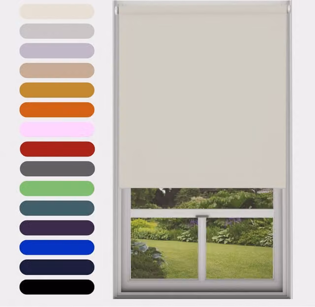 Caecus Thermal Insulating Blackout Roller Blind in Beige and Yellow, W: 60 cm, H: 210 cm