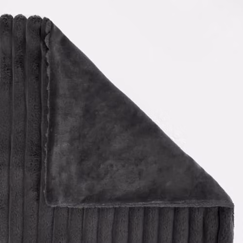 OHS Faux Fur Ribbed Fleece Throw Blanket in Grey, W/D/H: 125 x 150 cm – 5