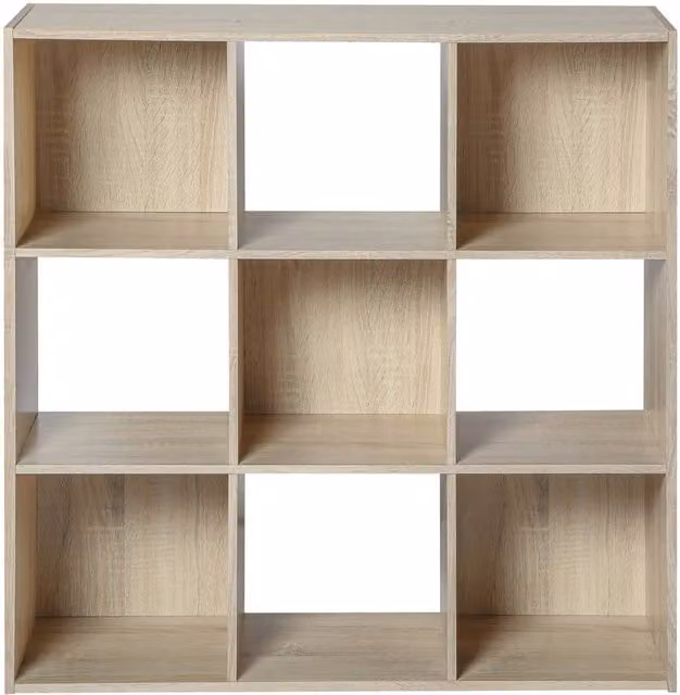 CALICOSY 9-Compartment Modern Storage Shelf in Brown