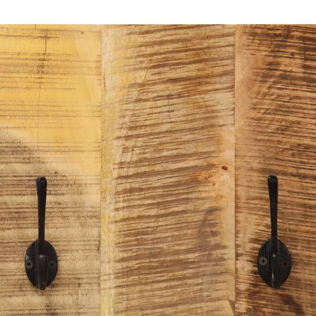 Berkfield Home Set of 2 Wall-mounted Mango Wood Coat Racks in Brown, W/H/D: 110 x 36 x 3 cm – 3