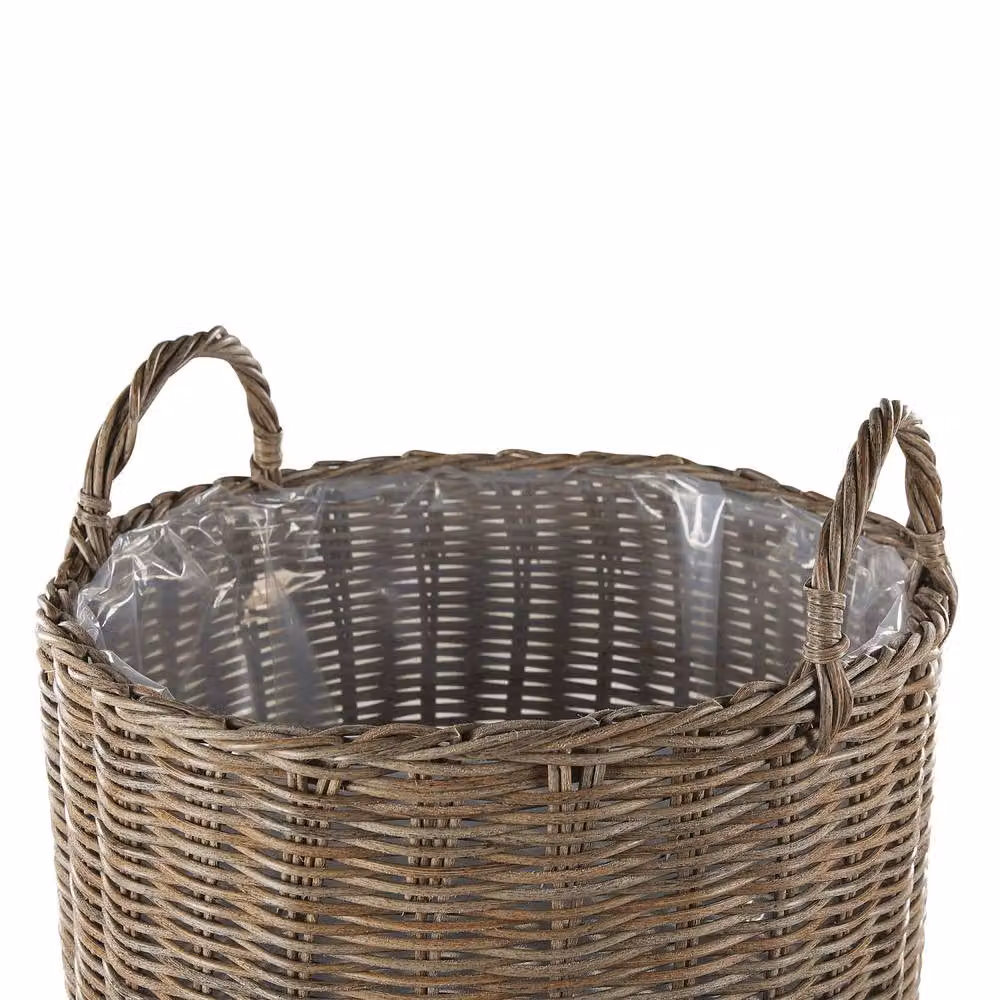 Wyld and Coco Brown Rattan Plant Baskets Set of 2 with Handles – 4