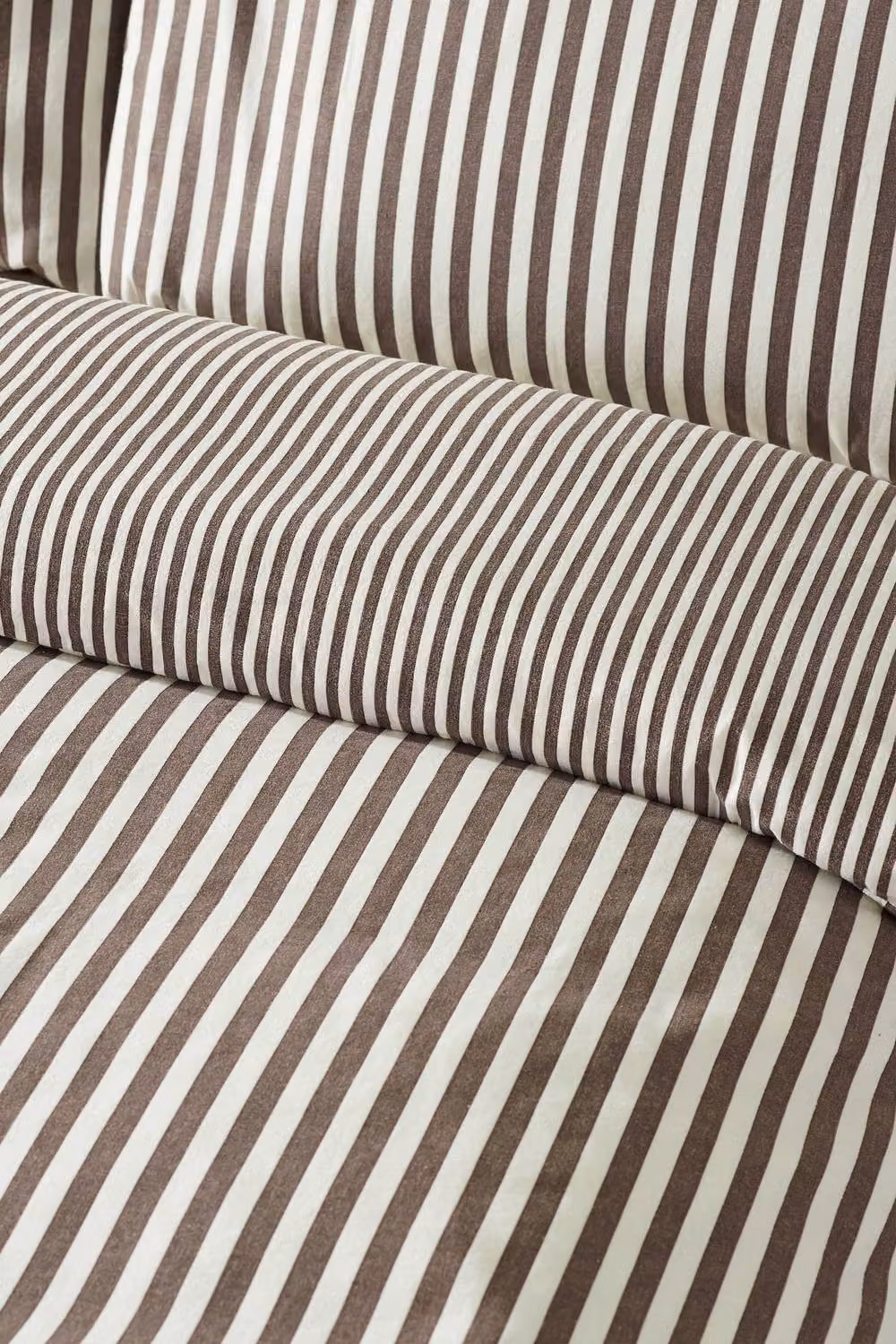 Catherine Lansfield Brushed Stripe 100% Cotton Flannelette Duvet Cover and Pillowcase Set in Brown, King Size (180 x 200 cm) – 3
