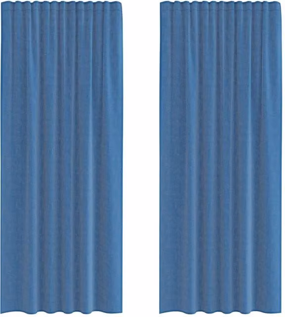 Berkfield Home Royal Blue Transparent Voile Fabric Curtains with Rod Pockets, 2 Pack